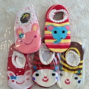 New 5 pairs baby non-slip grip socks for 6 months to 12 months